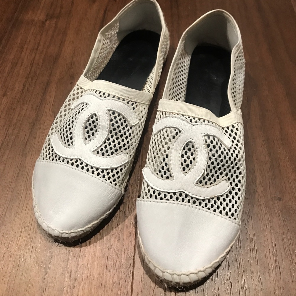 Chanel mesh espadrilles with white leather size 39